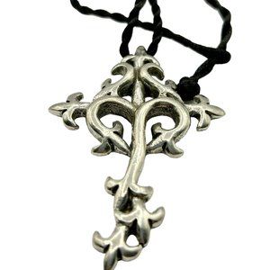 Large Petwer Thorned Cross Necklace